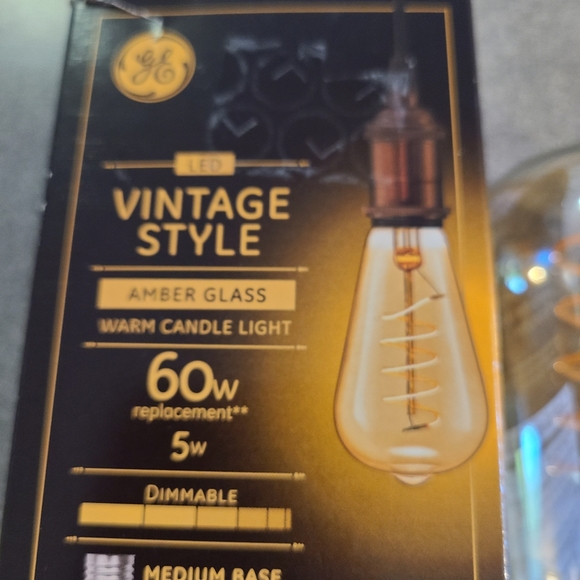 1 Bulb Vintage Style Amber Glass - Picture 2 of 5